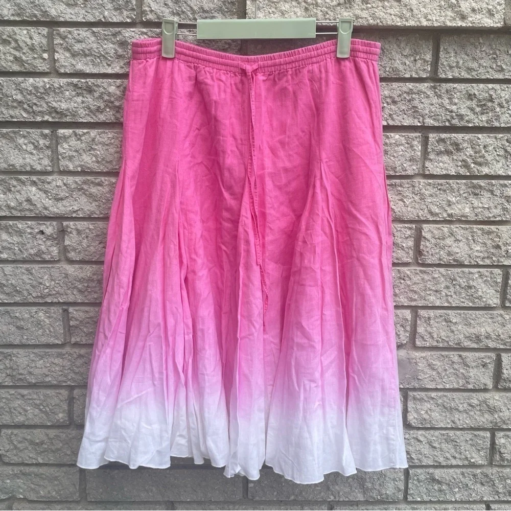 Banana Republic Linen Blend Pink and White Ombre Skirt Size Medium - Picture 2 of 8